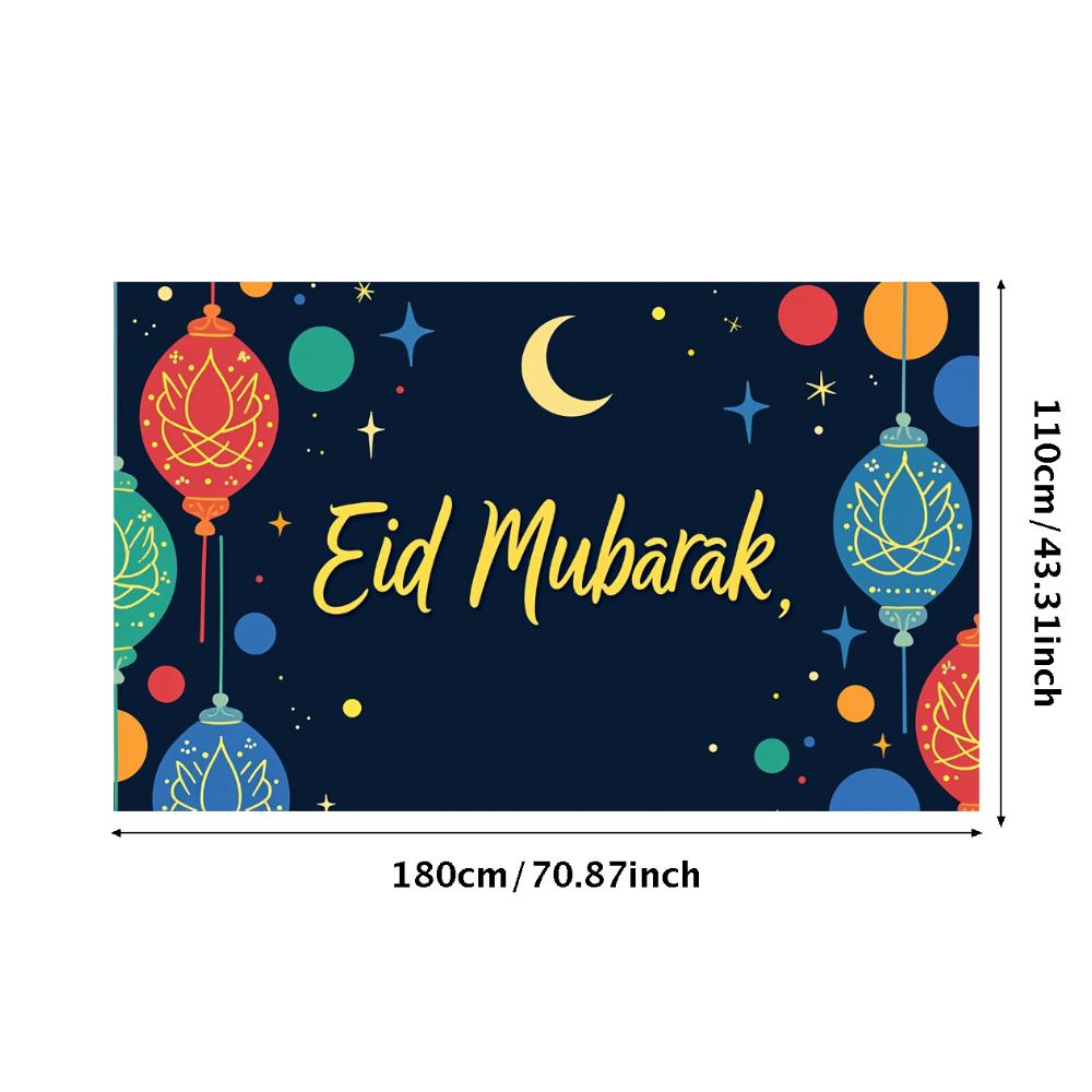 Bannière de l'Aïd Décoration de Maison Thématique Accessoires de Photographie Lanternes Lune Colorées Pour Événements Religieux Rassemblements Familiaux Festif