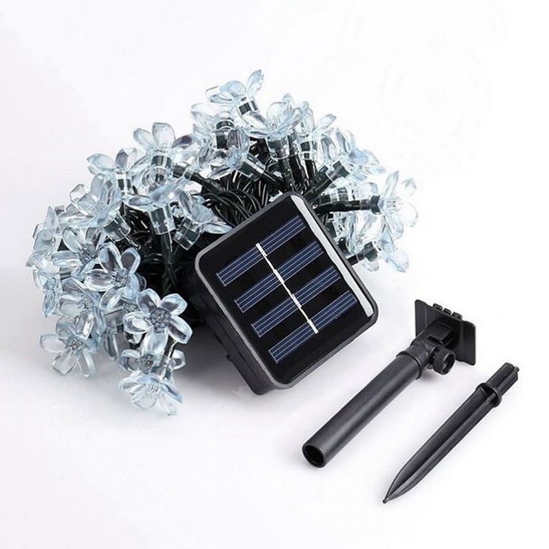Led Solar Power Sakura Cherry Blossom Light 50led Spotlight Beads Tree String Lights Decorative for Tree Fences Hedges