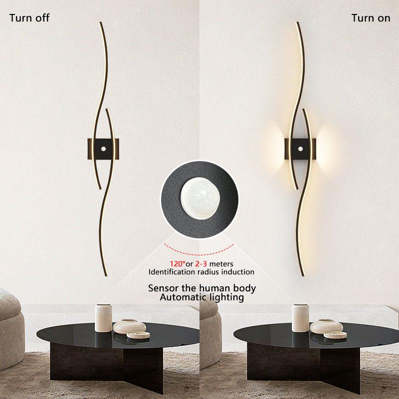 Menschlicher Körper Induktion LED Wandleuchten für Schlafzimmer Wohnzimmer Goldene Wandleuchter Schwarze Goldene LED Wandleuchten Leuchten für Flur