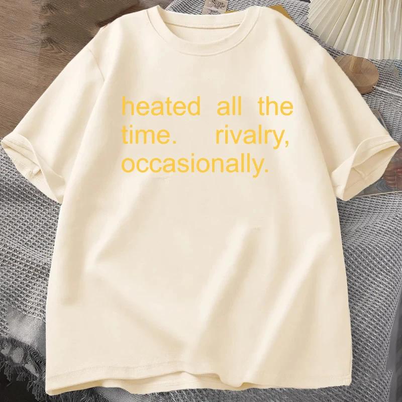 Heated All The Time Letter Print TShirt Summer Fashion Casual Loose Tops Women Unisex Streetwear Y2K ONeck Short Sleeve Tshirts