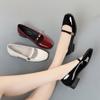 fashion Women's Summer Square Toe Single Shoes On Metal Decoration Flower Leisure Outdoor Lady Sweet Shallow Mouth Low-heeled Patent