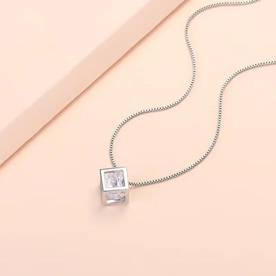 Copper Crystal White Charms Chain Necklace For Women Wedding Charm Jewelry Luxury 45-60cm