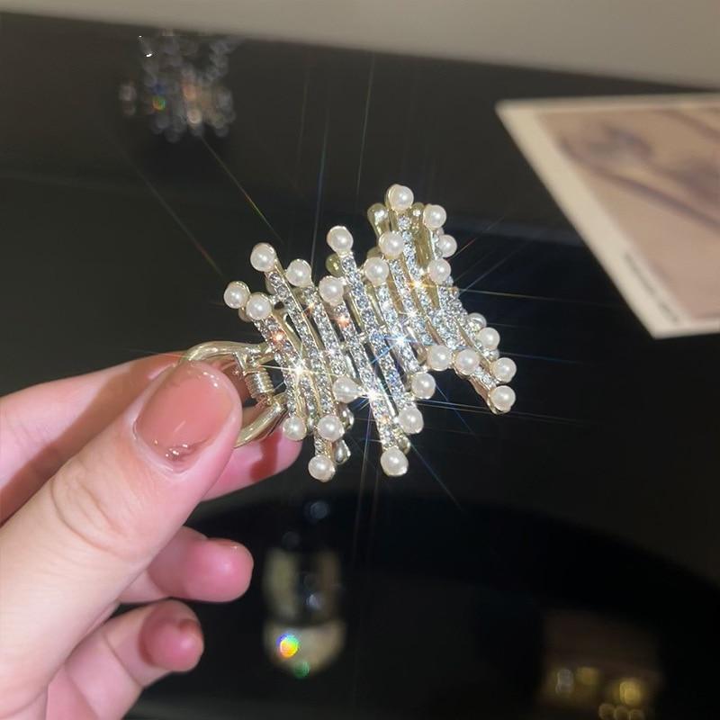

Новые изысканные заколки для волос со стразами и жемчугом, дизайнерские заколки для волос с геометрической звездой, заколки для волос, металлические аксессуары для волос для женщин