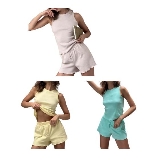 Women Pajama Outfit Two-Piece Lounge Set for Women Comfortable Soft Touch Loose Casual Sleepwear for All Ages Home Party Office Wear