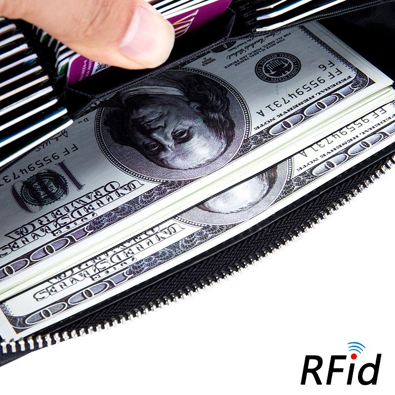 Genuine Leather RFID Long Wallet & Passport Holder with Multifunctional Accordion Card Slots for Men & Women