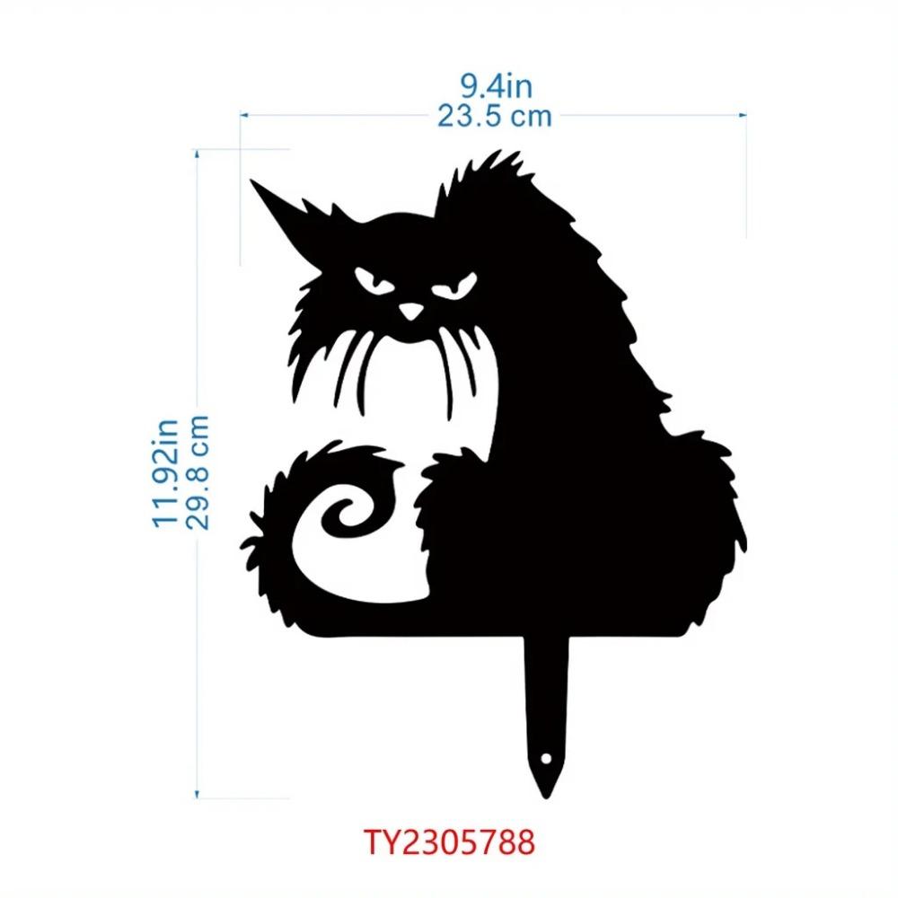 1 Stück Metall-Gartenstecker mit schwarzer Katze – Dekorative Stecker für den Außenbereich | Tierstatuen in Silhouette für den Garten | Stilvolle Gartendekoration aus Metall