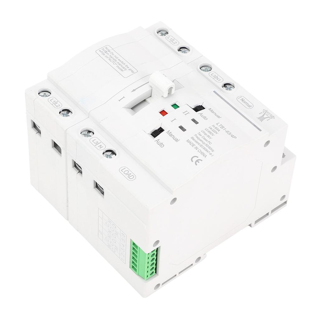 Double Power Automatic Transfer Switch 4P 63A Uninterrupted Power 35mm Din Rail Mini ATS Mains to Motor