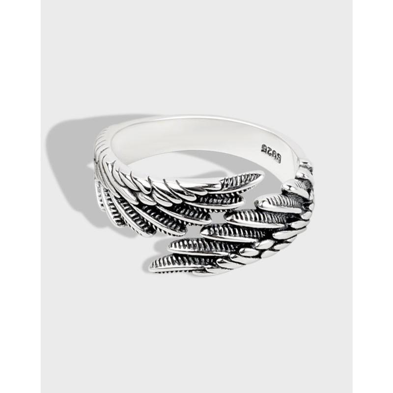 Adjustable 925 Sterling Silver Angel Wings Ring - High-End Internet Celebrity Jewelry