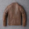 Vintage Yellow Brown Genuine Cowhide Leather Jacket Men Natural Cow Leather Jackets Soft Slim Fit Man Short Coat Autumn Clothing