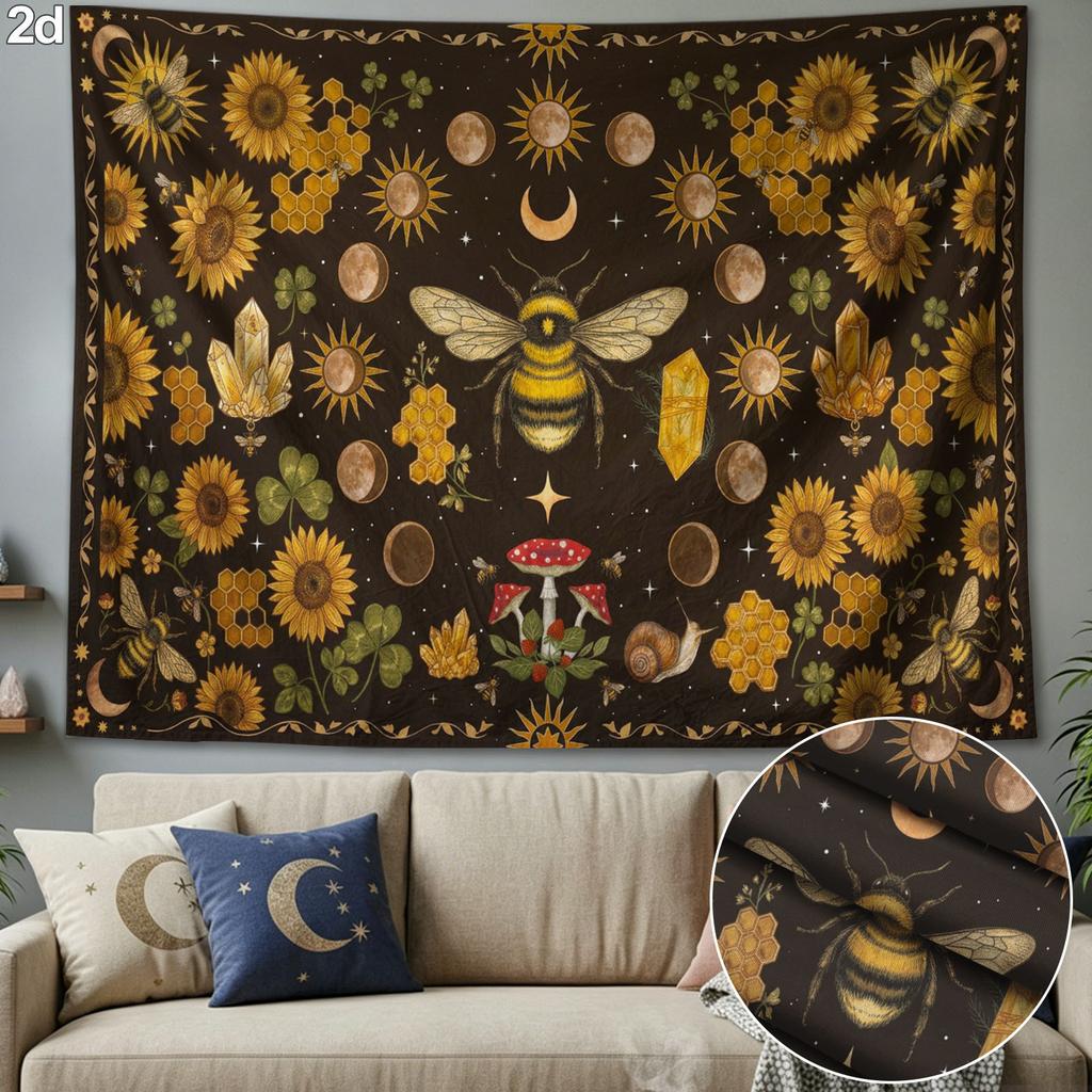 Universe Bee Pattern Tapestry Wall Hanging Background Cloth, Suitable for Home, Office, Indoor/Outdoor Decoration, Large Wall Decor Props, Party Suppl