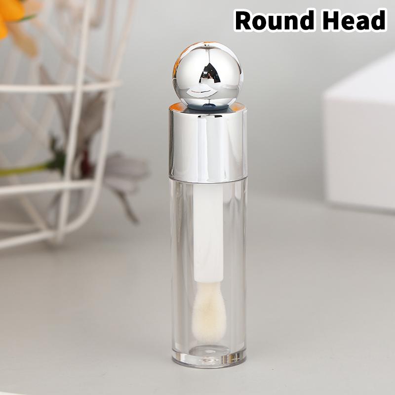5ml Electroplated Lip Gloss Tube with Large Brush Head Transparent Pink Gold Silver Thick Rod Empty Bottle for Lips Container