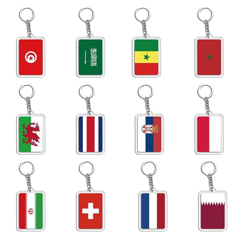 Acrylic Keychain Country Flags Collection United States Spain Russia France For Car Key Bag Gift Souvenir