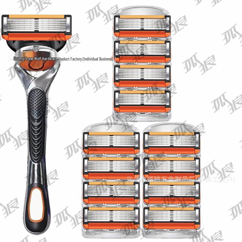 Men's 6-Layer Old-Fashioned Manual Razor Blade for Shaving Beard & Mustache