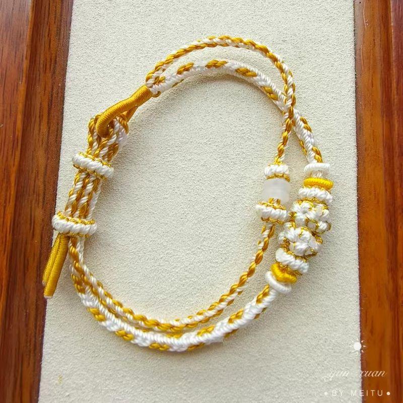 

Двухслойный браслет-узел «Цветок персика», шнурок на запястье, полуфабрикат для DIY, нанизывание бусин на нить, ручная работа, браслет из бисера, золотисто-красная веревочка, женский подарок Double Platinum Color Hand Rope Semi-finished