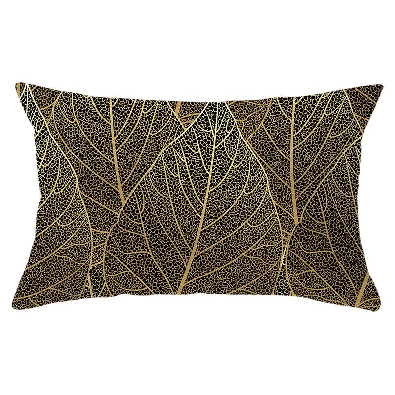 Black Gold Plant Series Waist Pillowcase Peach Skin Printed Sofa Pillowcase Home Fabric Supplies Pillowcase