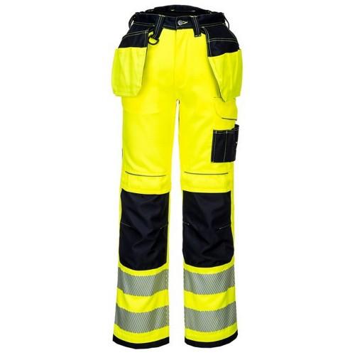 Portwest Calças de trabalho unissex para adultos de alta visibilidade 40R preto/amarelo