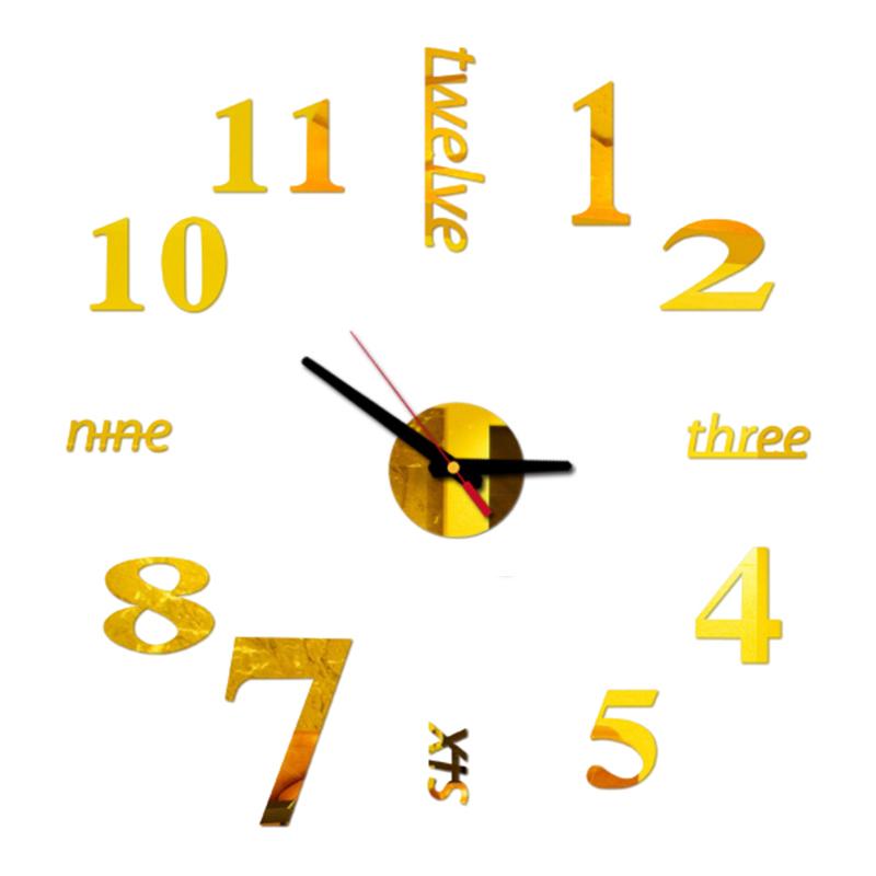 Wanduhr Rahmenlos Digitale Wanduhren DIY Acryl Wandaufkleber Quarz Leise Uhr für Zuhause Büro Wanddeko Horloge Murale