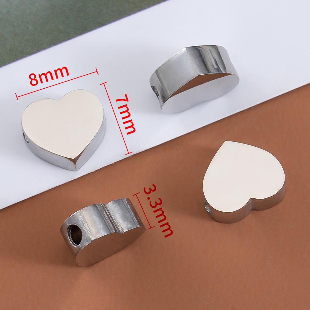5pcs Stainless Steel Polish Heart Bracelet Beads Moon Star Airplane Spacer Beads DIY Jewelry Making Necklace Findings Wholesale