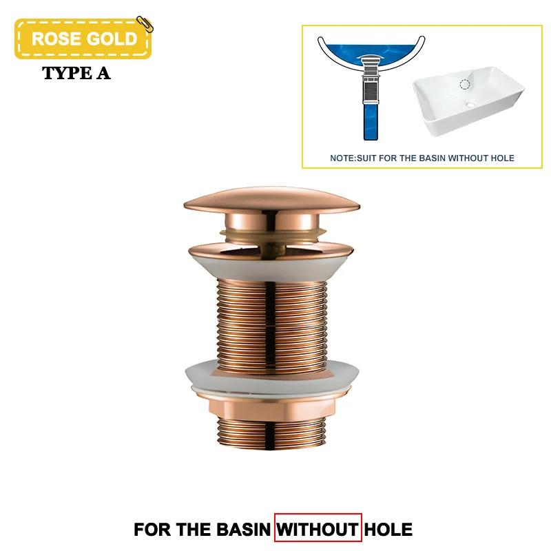 Wash Basin Pop-Up Drain Button Sink Stopper Drainer Siphon Waste Stopper Waste Pipe Drain Brushed Gold Bathroom Accessories