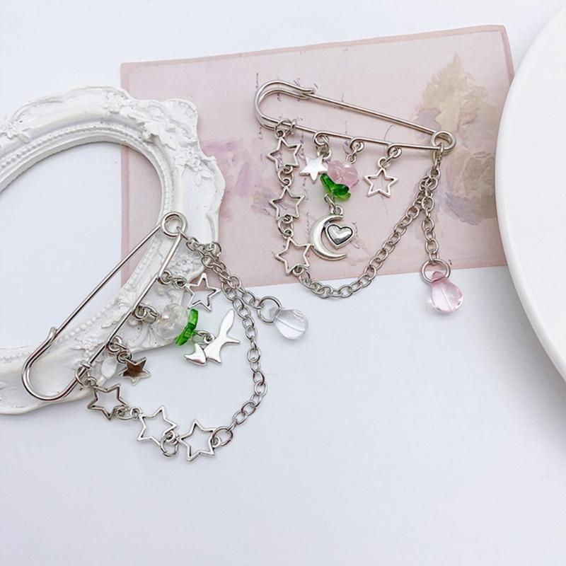 Flower Pin Clothing Jewelry Sweater Shawl Clip Decorative Chain Pin Alloy Material Clasp Pin Lapel Pin for Daily Party