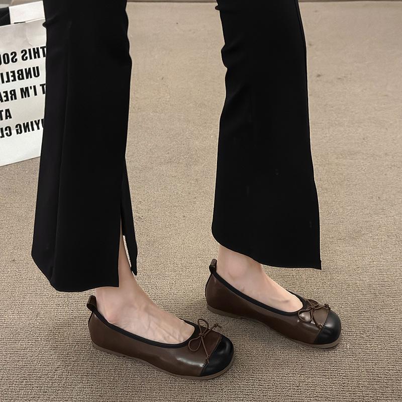 

Женские туфли-лодочки с квадратным носком и неглубоким вырезом, на плоской подошве, с бантом, мягкой подошвой и мягким верхом, женские туфли-лодочки 40 коричневый