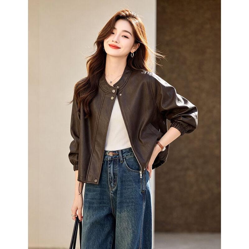 D.F.DEAR Relaxed Drop-Shoulder Stand Collar Casual Women's Jacket
