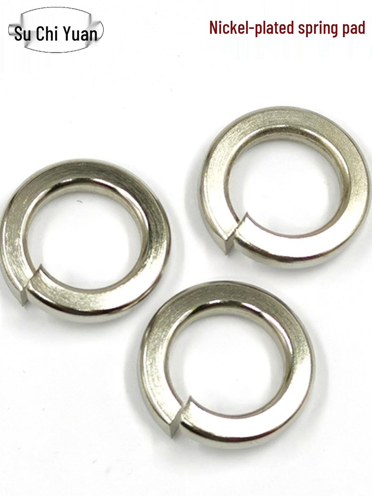 Nickel-Plated Elastic Spring Washer, GB93 Metal Washer, Sizes M2 to M30 M2 (100 pieces)