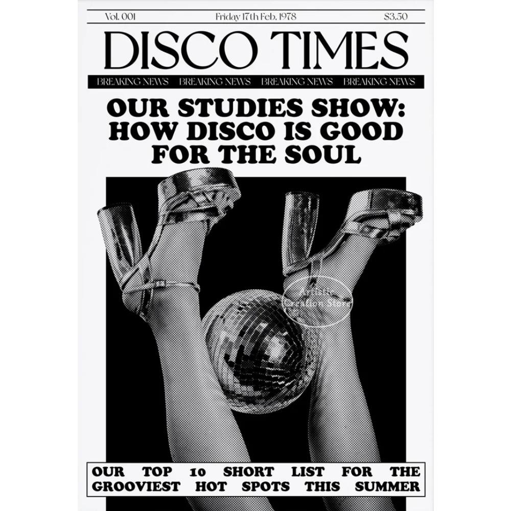 Galerie Musik Kunst Wand Heimdeko Retro Disco Poster Schwarzweiß Leinwandmalerei Party Disco Druck Wandbilder