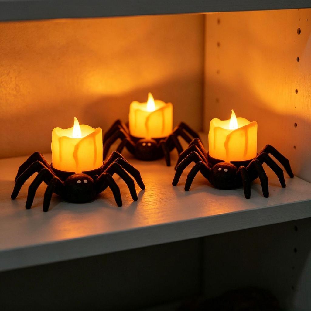 Halloween LED Pumpkin Lantern with Spider Light