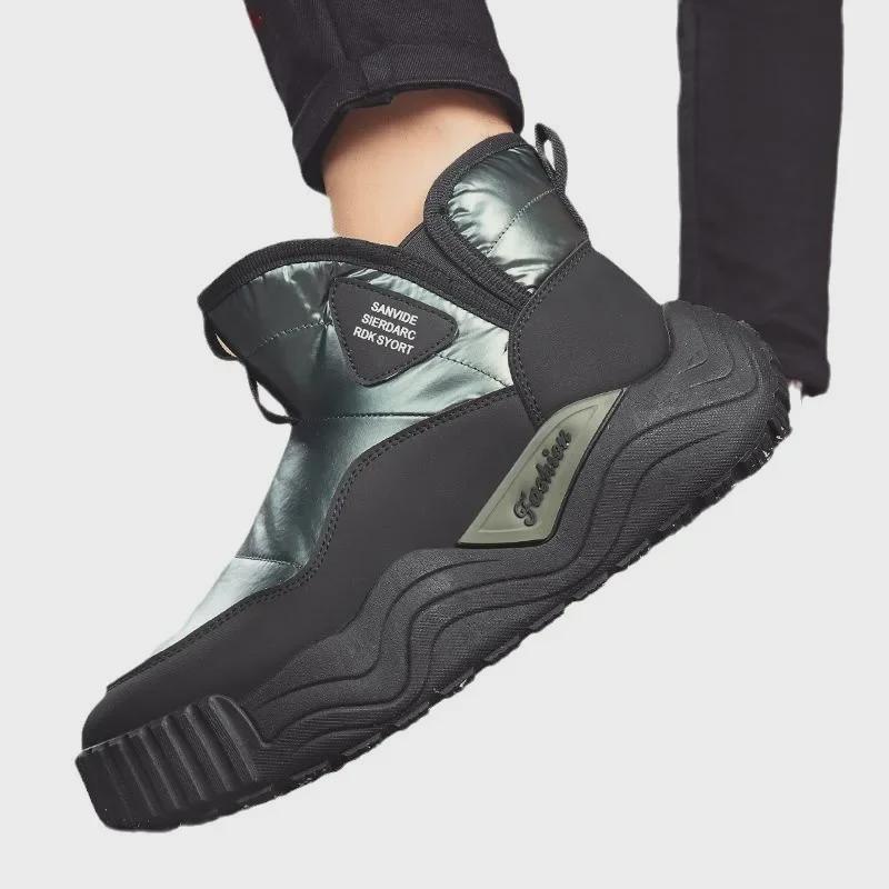 2024 Winter Waterproof High-Top Leather Snow Boots: Thick-Soled Outdoor Warm Cotton Footwear