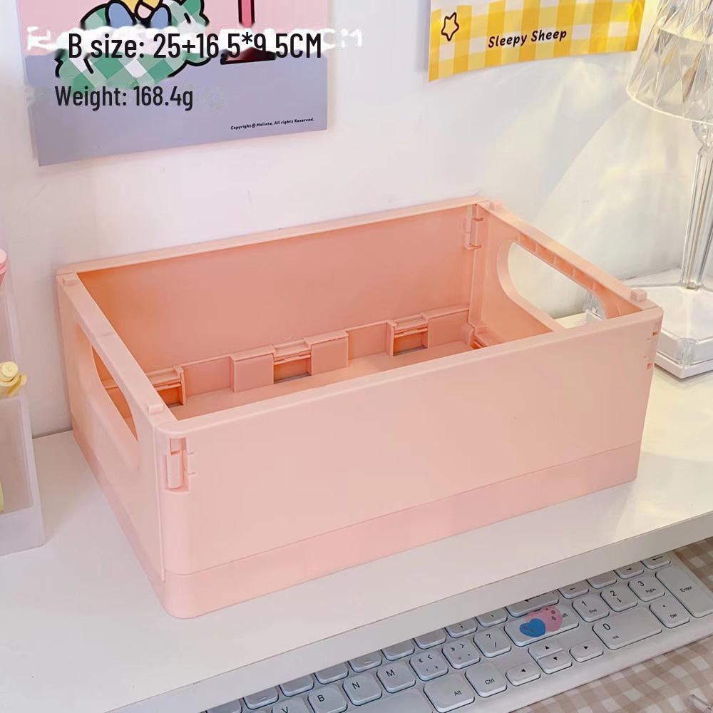 Korean Mini Folding Storage Box - Compact Organizer for Desktop, Stationery, and Skincare Essentials