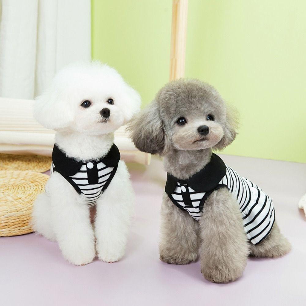 Breathable Dog Striped T-shirts Cute Pet Skirt Pet Chest Strap Dog Vest Harness  for Puppy Kittens