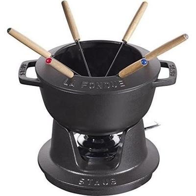 Fondue Set - Staub - 40511-971-0 - Cast Iron - 18 Cm - Matte Black - Double Ergonomic Handle