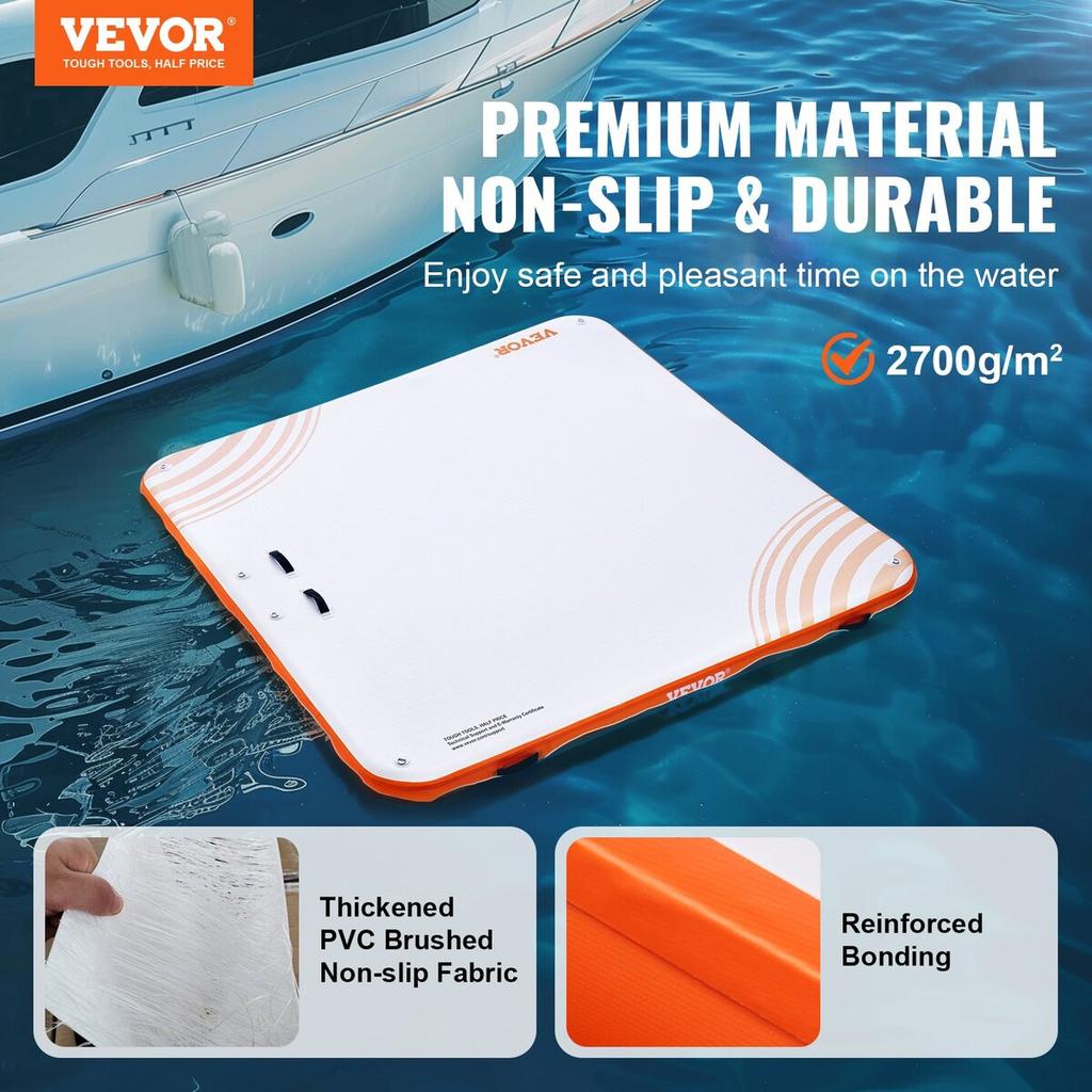 Inflatable Floating Dock 10x10FT Inflatable Dock Platform Mat with Ladder