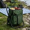 Sgabello Pieghevole 3-in-1 con Zaino Frigo Robusto Portatile Pieghevole Sgabello Multiuso Leggero per Pesca Caccia Campeggio Viaggio