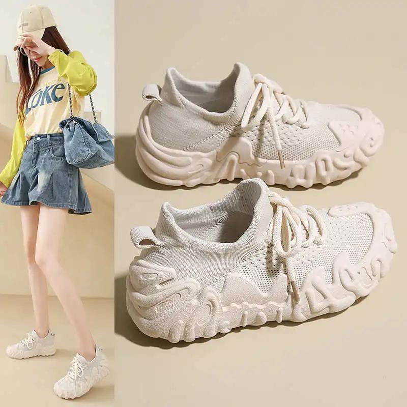 Mode Snörning Platå Låga Stövletter Damstövlar 44 Damskor Bot Sneakers Sport Rea Tenids Berömda Funky Sneachers Donna