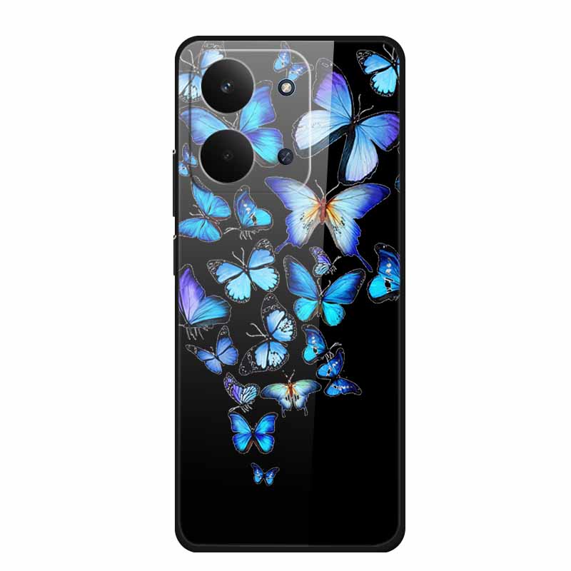 Glas-Rückseite für Redmi 15C 4G Hülle 15 C Niedliche Cartoon-Hülle aus hartem gehärtetem Glas mit weichem Stoßfänger für Redmi 15C Hüllen Coques Fundas