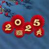Traditional 2025 Spring Festival Paper Fan Happiness Chinese New Year Paper Fan Household