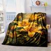 Goldene Lilienblüte Decke Flanelldecke Überwurfdecke Sofabezugdecke Weiche Premium-Decke Picknickdecke TV-Decke Geschenke