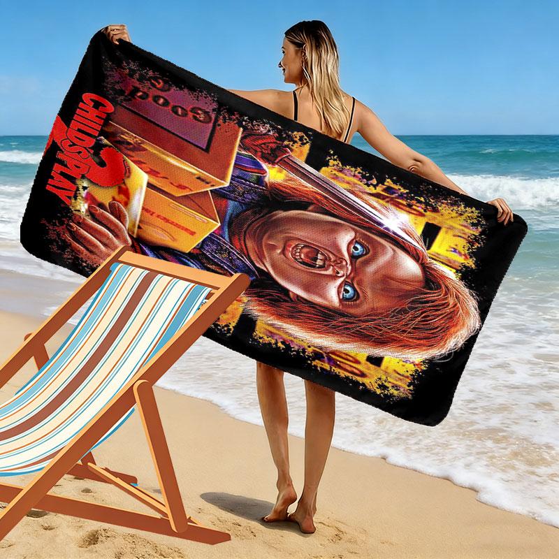 Chucky Print Strandtuch, Großes Weiches Schnelltrocknendes Handtuch für Strand Camping Schwimmen
