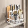 Wall Mounted Kitchen Organizer Knife Rack Cutlery Organizer  Spoon Fork Chopstick Drain With Drain Tray  Board Drain Shelf