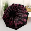 Spooky Skeleton Circle Dance Wall Art PrintUmbrella with Cute Design, Portable 3-Fold Compact Umbrella for Men & Women, Valentine's Day Mother's Day H