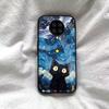 Case for Xiaomi POCO F2 Pro Anime Black Cat Starry Cloud Print Phone Cover Acrylic Hard Back Shell With Flexible TPU Edge
