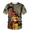 Unisex Summer Firefighter 3D printed T-shirt for men and women, quick-drying Polyester casual short-sleeved crewneck top