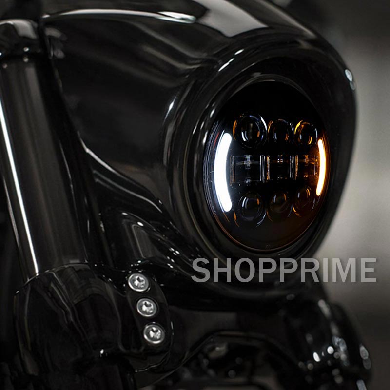 5,75 Zoll runder LED-Scheinwerfer mit Halo-Ring DRL, bernsteinfarbenem Blinker für Honda Shadow Aero Phantom VLX 600 750 VT 1100 1300 1800