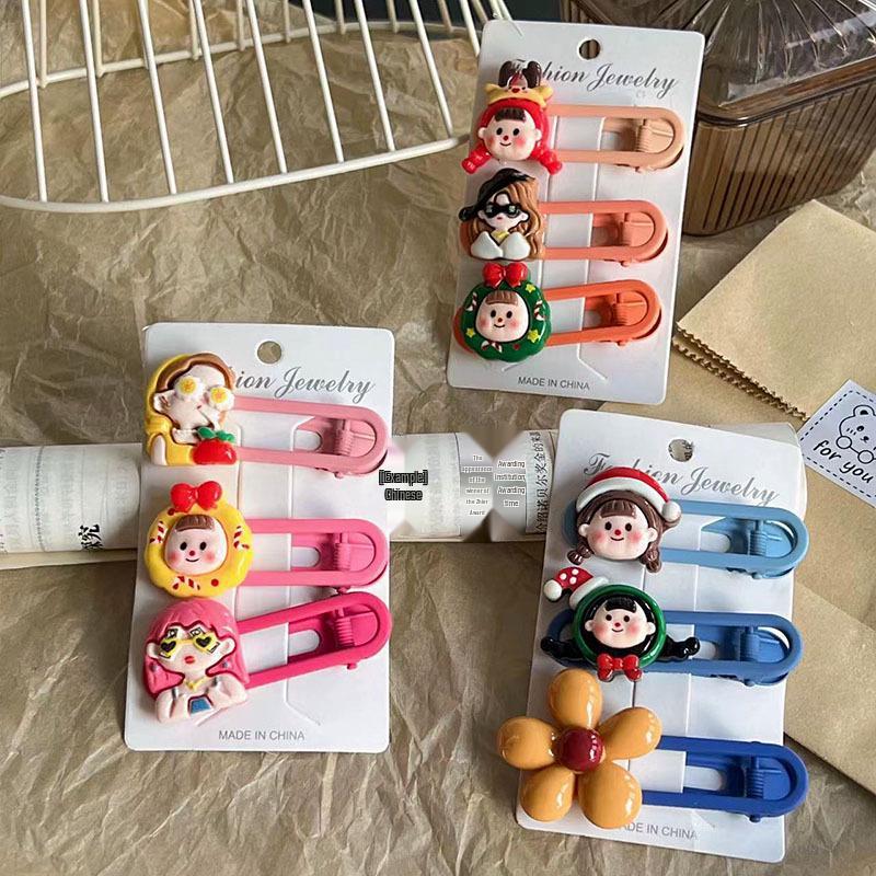 Urocza świąteczna kreskówkowa dziewczynka spinka do włosów z kwiatem kaczuszka dla dziecka grzywka