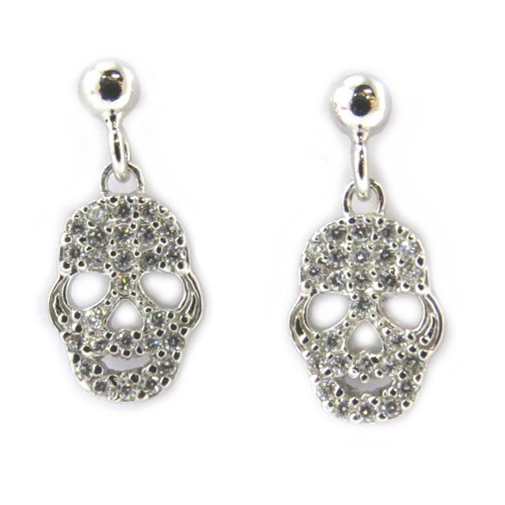 Les Trésors De Lily [M1736] - Boucles Argent 'Tête de Mort' blanc