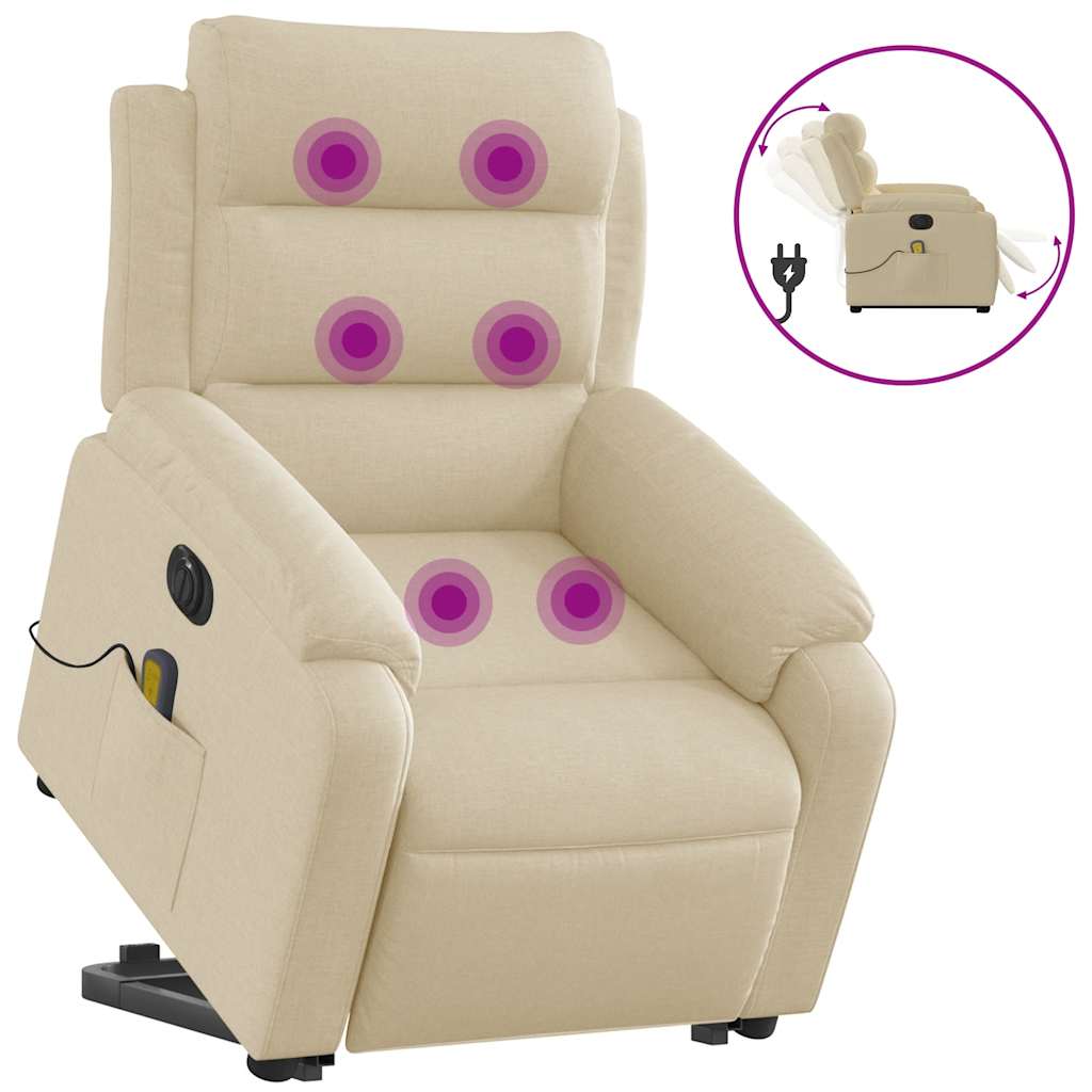 Vidaxl Lift-Up Massage Chair, Electric, Reclining, Cream