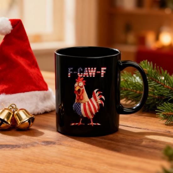 Funny Coffee Mug F-Caw-F Chicken Mug Ceramic 350ml Hot Cold Drinking Cup Dishwasher Safe Novelty Gift