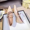 French rhinestone pearl word with Mary Jane shoes women's 2025 new pointed shallow mouth flat shoes inner height increase single shoes